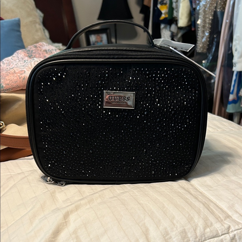 NWT Guess Black Sparkle Cosmetic Case